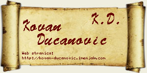 Kovan Ducanović vizit kartica